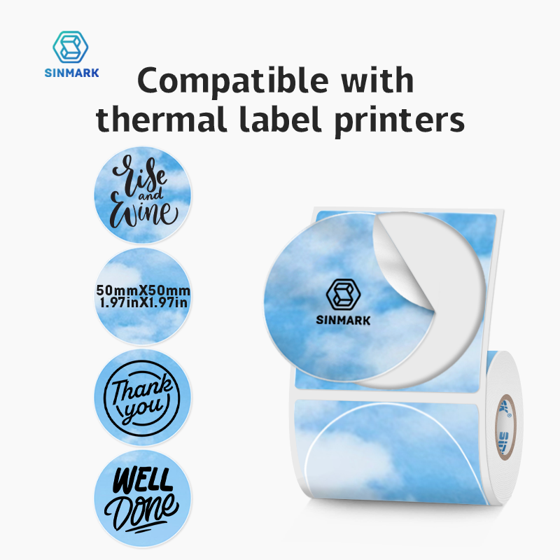 Round Sticker Thermal Labels Colored - 50mm Round Colorful Thermal Label Paper