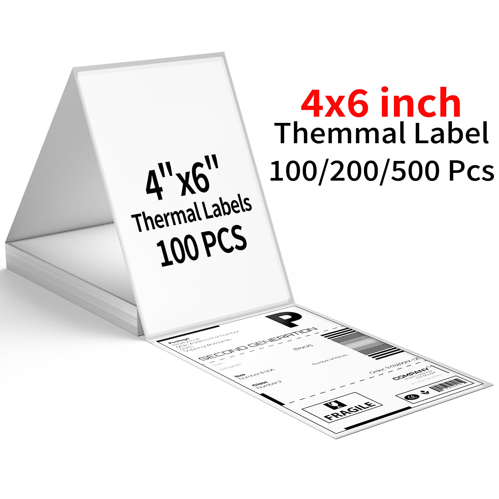 Thermal Shipping Label Roll 4X6 500 - 4x6 Inch Thermal Label Paper 100/200/500
