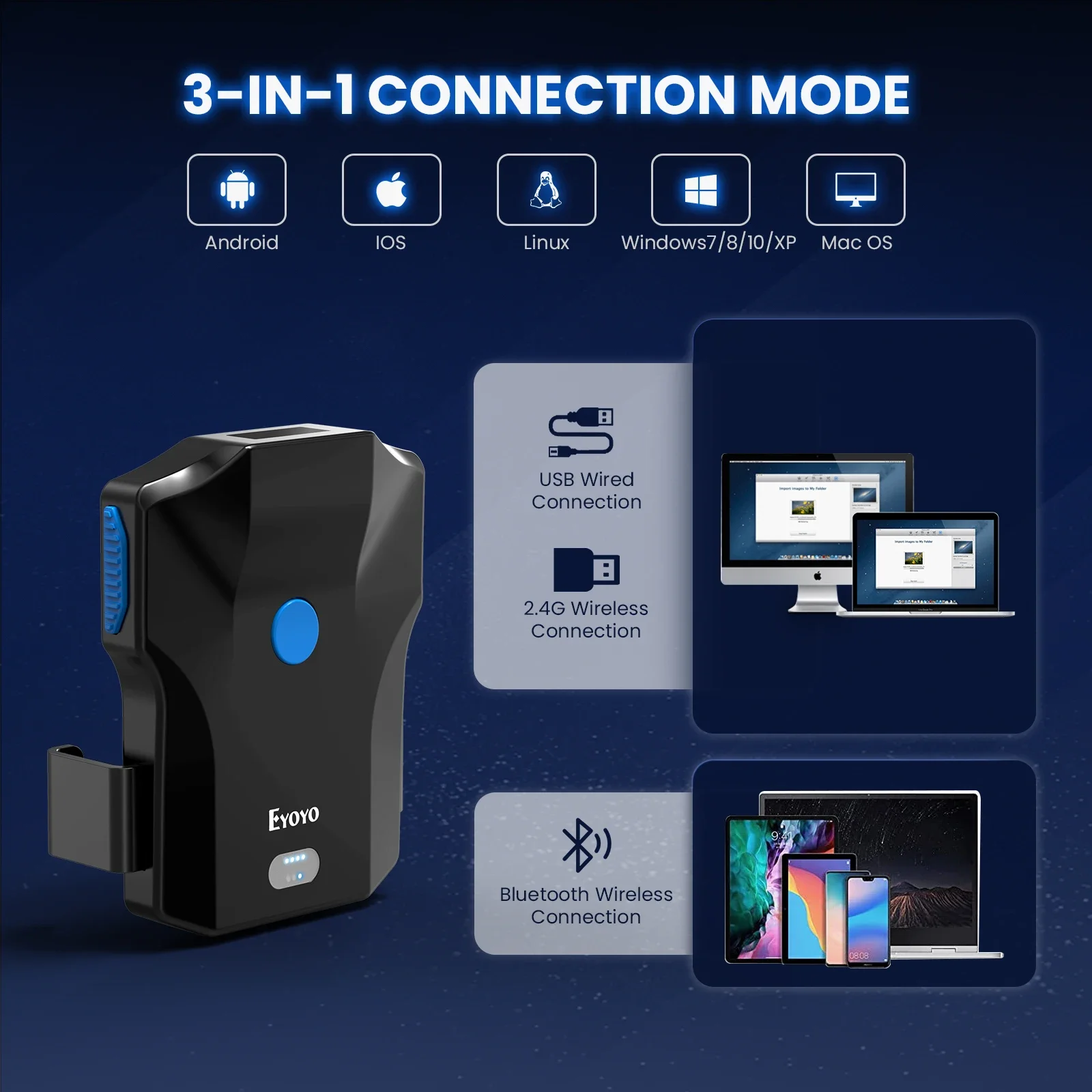 Eyoyo Portable Bluetooth Barco - Wireless Barcode Scanner 2D Qr Laser review and price