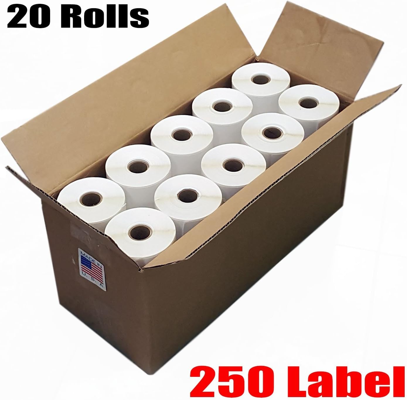 20 Rolls of 250 (USA Made) 4x6 - Thermal Shipping Label Roll 4X6 500 review and price