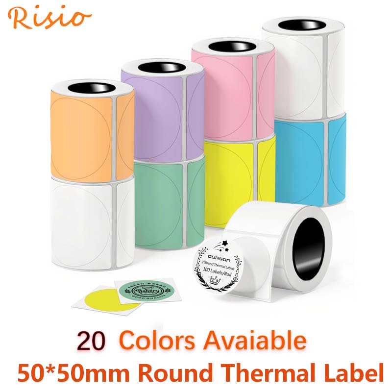 50x50mm Round Thermal Label Ro - Round Sticker Thermal Labels Colored review and price