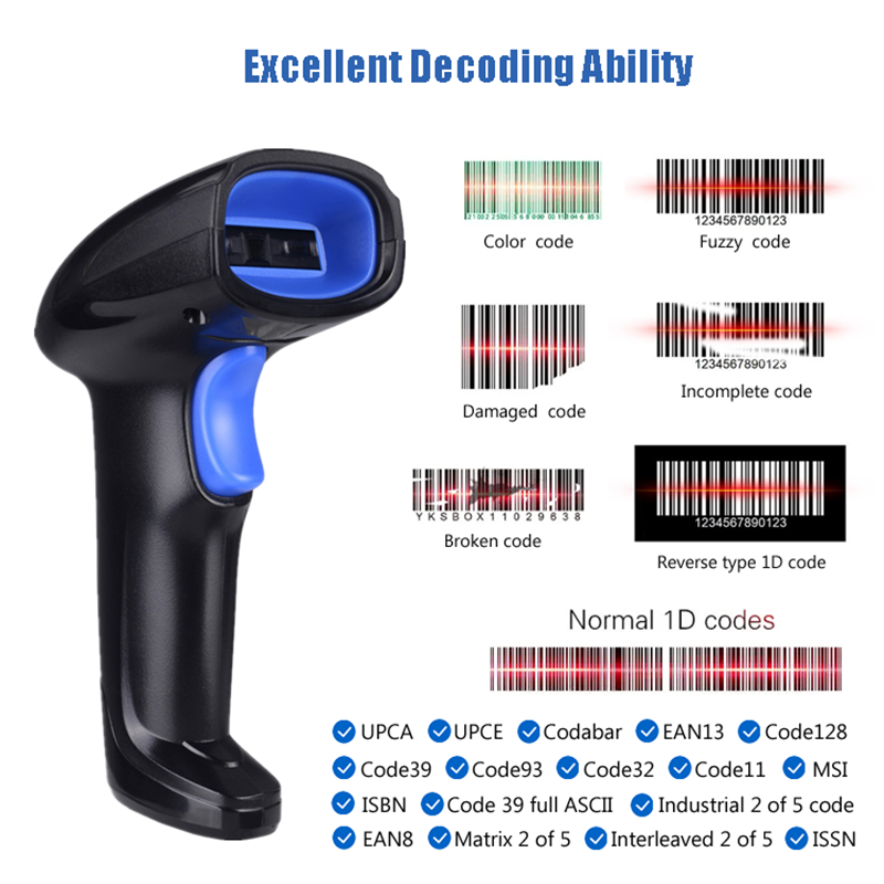 RS1100 Wireless Wired Barcode  - Wireless Barcode Scanner 2D Qr Laser review and price