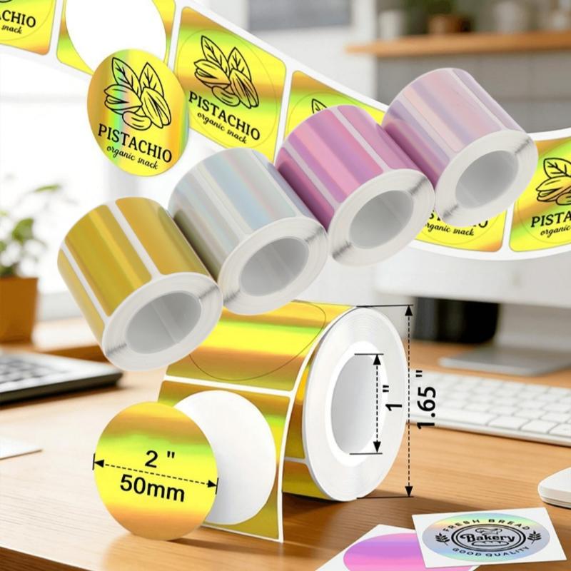 1 Roll Laser-color Silver/Matt - Round Sticker Thermal Labels Colored review and price