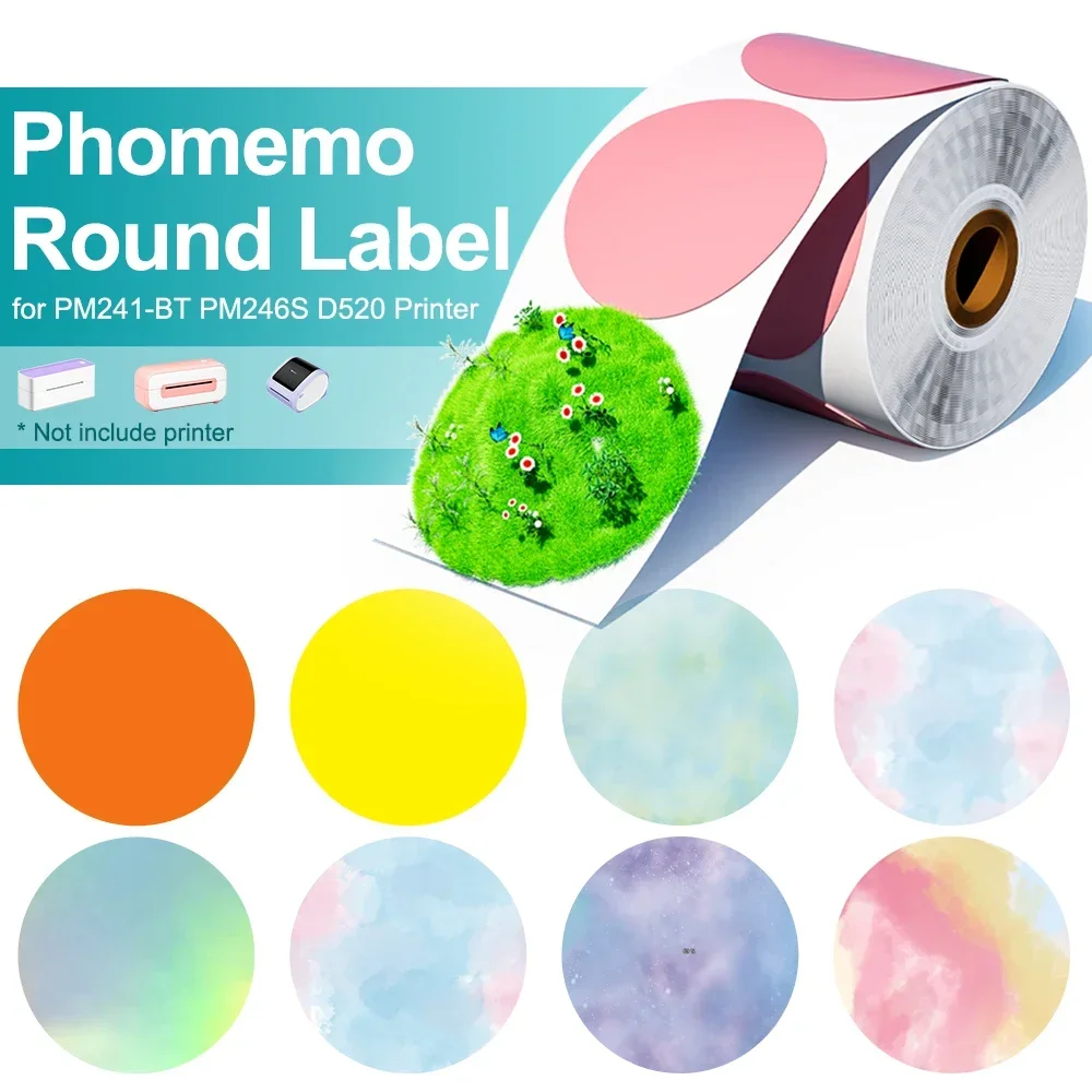 Phomemo PM241 Shipping Printer - Round Sticker Thermal Labels Colored review and price